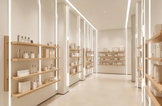 Linear LED lighting in retail interior